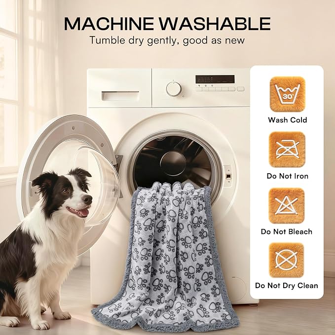 Luciphia Waterproof Dog Blanket Reversible Sherpa Fleece for Small Dogs Cat | Soft Print Pet Blanket Washable Pee Proof, Furniture Protector for Couch Sofa Bed Car, Cozy Throw (40" x 28", Grey)
