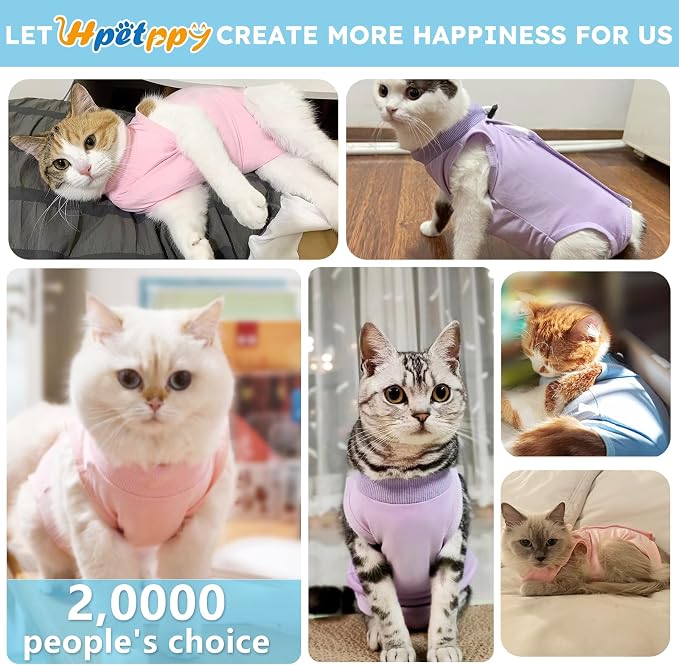 Hpetppy Cat Surgery Recovery Suit, Recovery Suit for Female Male Cats, Cat Onesie After Surgery Spay Neuter, Anti-Licking Kitten Surgical Clothes, Bodysuit for Abdominal Wounds Skin Disease Blue M