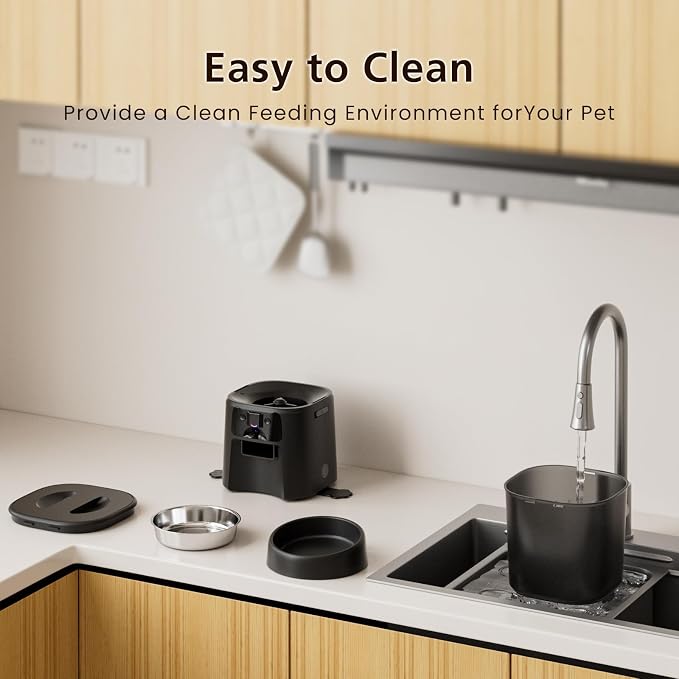 Automatic Cat Feeder with Camera, 4L WiFi Smart Pet Feeder with APP Control, 1080P HD Video,Night Vision,Voice Call, Motion Detection, Dual Power Supply, Supports 5GHz/2.4GHz,for Dogs Cats, Small-Pet