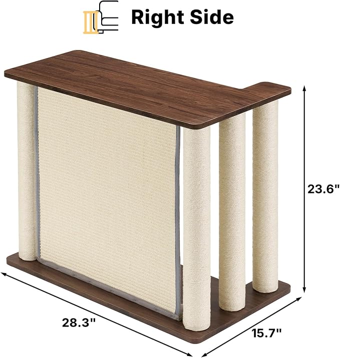 Veehoo Cat Scratcher Side Table for Couch, Sofa Protector End Table | Couch corner protector, sisal scratching posts, sisal scratch pad, heavy-duty base, easy to assemble