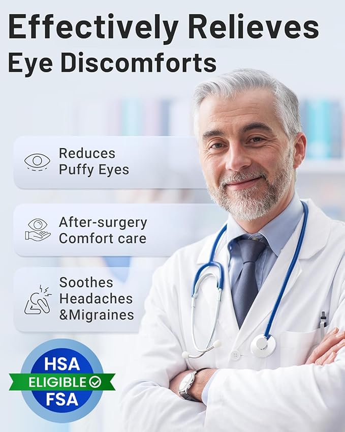 Cooling Eye Mask for Puffy Eyes: Fsa Eligible Items Hsa, Ice Eye Pack for Migraine After Surgery Relief - Reuable Cold Compress for Headache Puffiness - Comfortable Perfect Fit Gel Sleep Mask