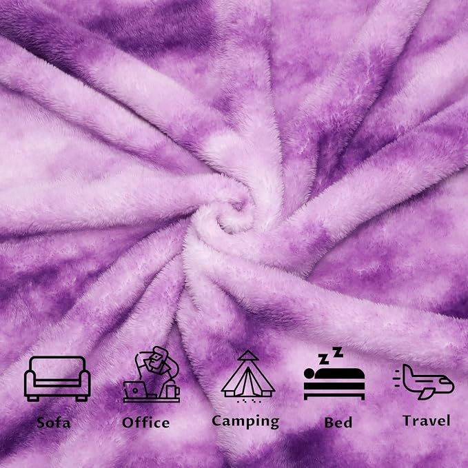 Fleece Blanket Purple Throw Blanket - 300GSM Throw Blanket for Couch, Sofa, Bed, Soft Lightweight Plush Cozy Microfiber Blankets & Throws