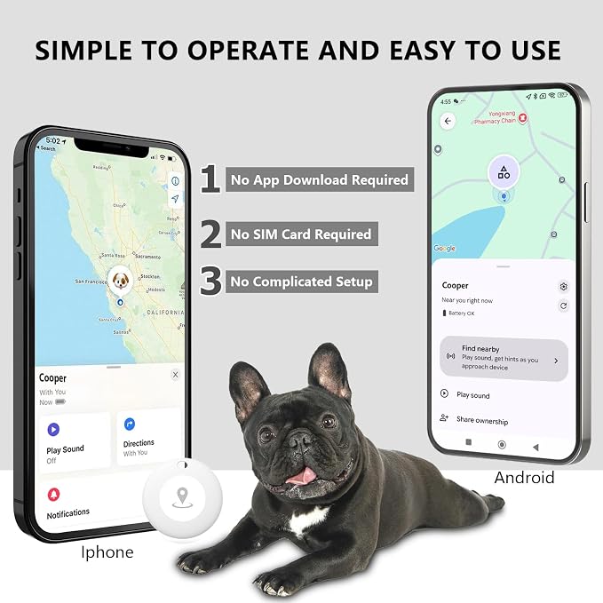 GPS Tracker for Dogs – Smart Dog Collar & Pet Tracker with Real-Time Location, No Monthly Fee, Unlimited Range (iOS & Android) – Fits Small to Large Dogs(Locator Included) (Black)