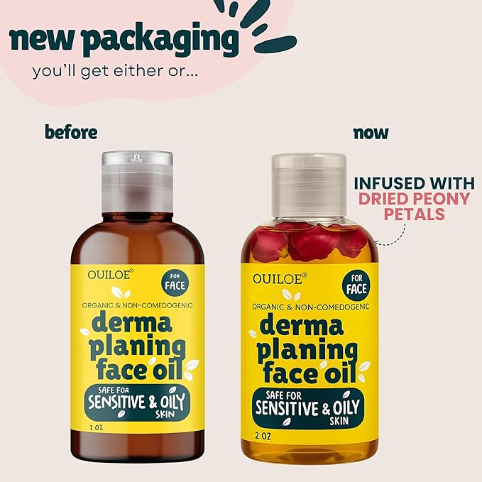 Dermaplaning Oil for Women - Face Shaving Oil for Oily Skin - Non Comedogenic, Fragrance Free, Organic, Natural and Lightweight - Use with Dermaplaning Tool for Face, 2oz by Ouiloe