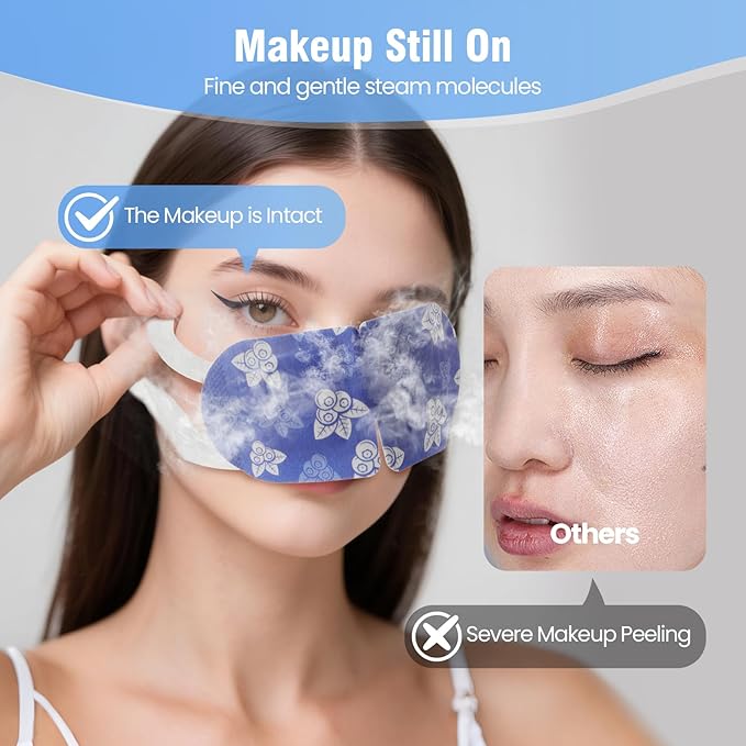 18 Packs Steam Eye Mask Self Heating Heated Eye Mask for Sleep, Warm Compress for Eyes，Stye Eye Treatment, Spa, Christmas Stocking Stuffers，Travel Essentials Blueberry Extract Unscented