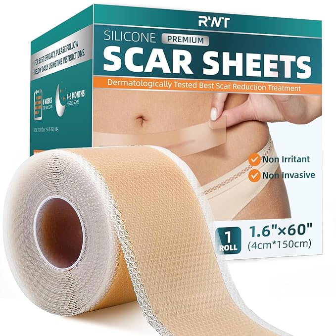 Silicone Scar Sheets, Silicone Scar Tape for Surgical Scars - 60" x 1.6" Roll - 1.5M, Medical Grade Reusable Effective Scar Removal for Keloid, C-Section, Tummy Tuck, and Acne