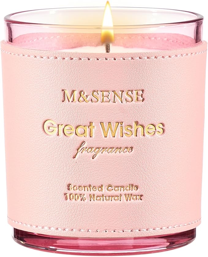 M&SENSE Summer Floral Scented Candles, Pink, Soy Wax 10oz | Non Toxic, 42-Hour Clean Burn, Gifts for Women, Relaxing Aromatherapy, Stress Relief