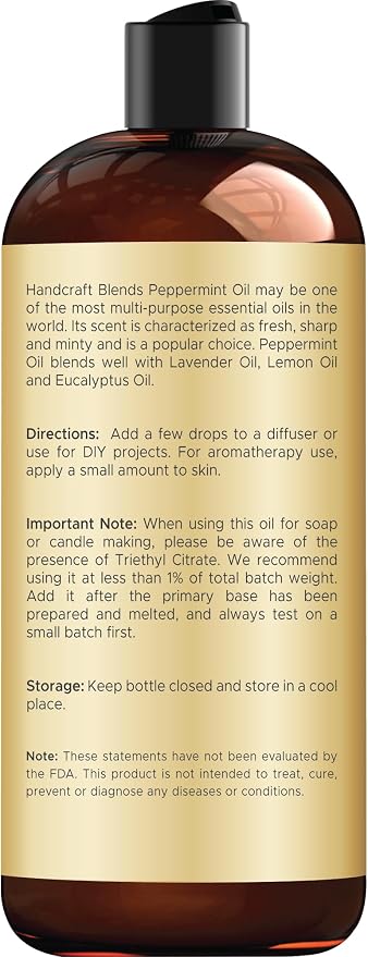Handcraft Blends Peppermint Essential Oil - Huge 16 Fl Oz - for Candle Making, Soap Making, Diffusers, and Aromatherapy