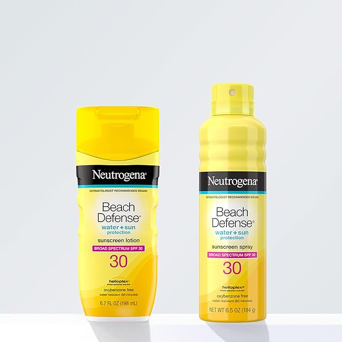 Neutrogena Beach Defense Sunscreen Spray SPF 30, Hawaii Reef Act 104 Compliant, Octinoxate & Oxybenzone Free, Broad Spectrum, Fast Absorbing & Lightweight, Face and Body Sunscreen, 6.5 Oz