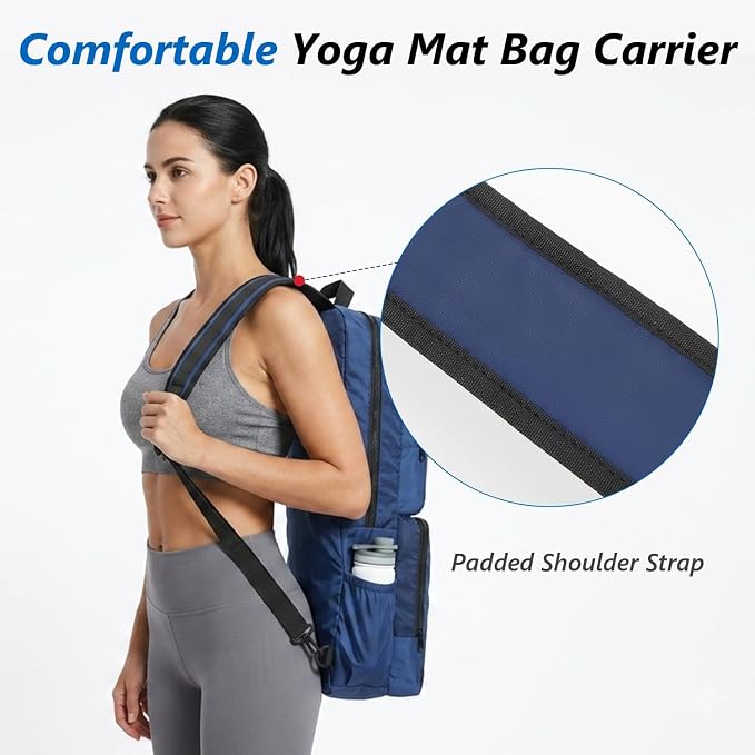 VISEMAN Yoga Mat Bag Carrier Waterproof Yoga Backpack with Multi Pockets, Lightweight Adjustable Yoga Bag for Mat, Yoga Blocks, Yoga Accessories