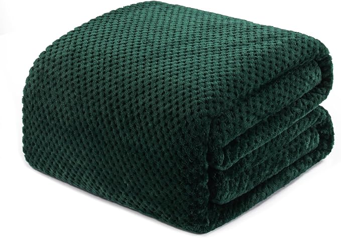 Exclusivo Mezcla Soft Waffle Fleece Bed Blanket Twin XL Size, Green | Lightweight Plush Blanket for Bed, Couch, Sofa, Cozy Fluffy Design for Bedroom, Guest Room, All Season, 90x66 Inches
