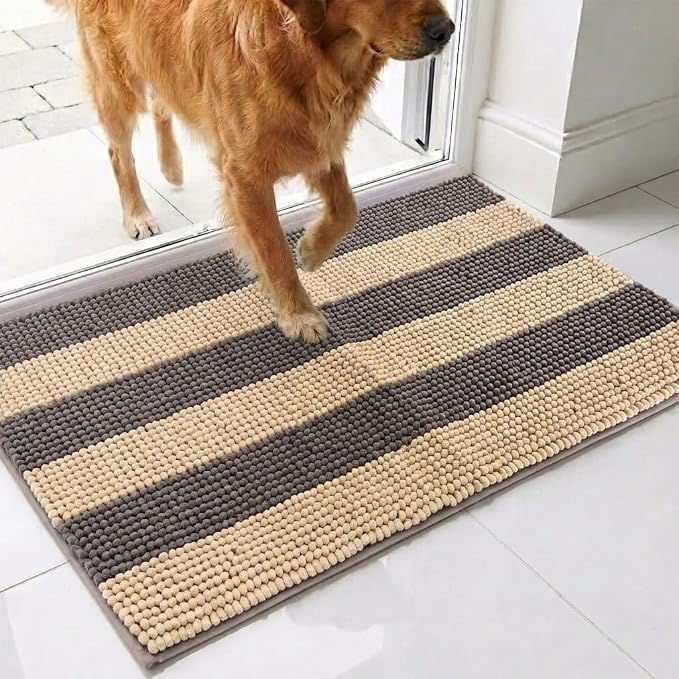 Muddy Mat® Super Absorbent Loop-Thread Chenille Dog Door Mat for Muddy Paws – Non-Slip, Machine Washable Indoor Entry Rug, Quick-Dry Pet Mat for Entryway – Sand Dune 19"x30"