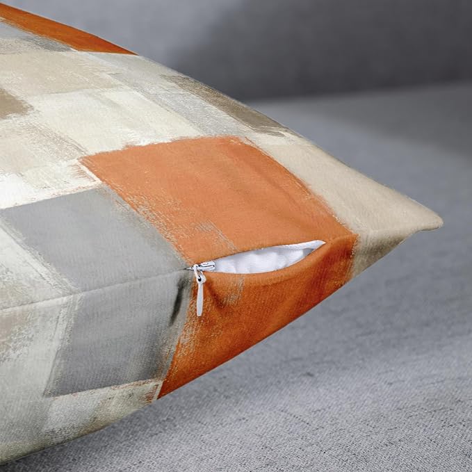 Emvency Throw Pillow Covers Set of 2, 20 x 20 Inch, Orange Beige and Grey | Abstract Modern Painting Outdoor Decorative Square Pillow Cases Couch Cushion Case for Couch Bed Sofa Living Room Home Decor
