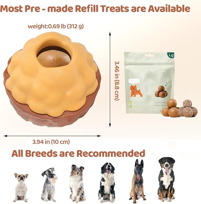 Dog Treat Dispensing Enrichment Toys for Aggressive Chewers to Keep Them Busy，Interactive Indestructible Frozen Treat Molds Toy for Small Large Pet Dogs (Treat Toy and Teeth Cleaning Ball)