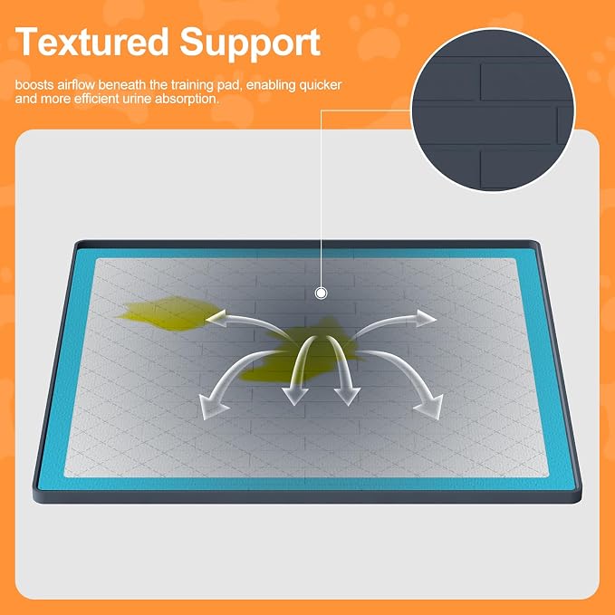 Pee Pad Tray Holder for Dogs,Non-Slip Silicone Dog Puppy Pad Holder,34 x 28 Inche Puppy Potty Training Pads,No Spill Raised Lip High Edge,Portable, Leak-Proof Mat Trays for Indoor Floor Protection