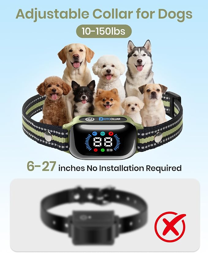 2-in-1 Bark Shock Collar 2 Pack - Smart Anti Barking Dog Training Collar with Beep/Vibration/Shock/Anti Bark 4 Modes, 3300FT IP67 Waterproof E Collar with Remote for Small Medium Large Dogs(8-120lbs)