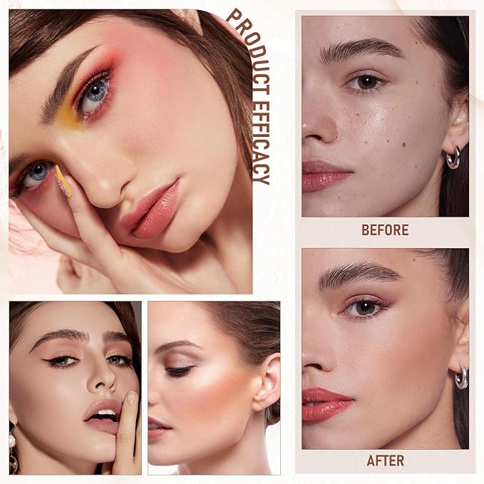 Flawless Eraser Foundation Stick,Korean Hydrating Lightweight Foundation Stick with Brush,Multi-Use Foundation Stick Makeup, Waterproof Thin and Cover Blemishes for All Skin Types (deep wheat, 05)