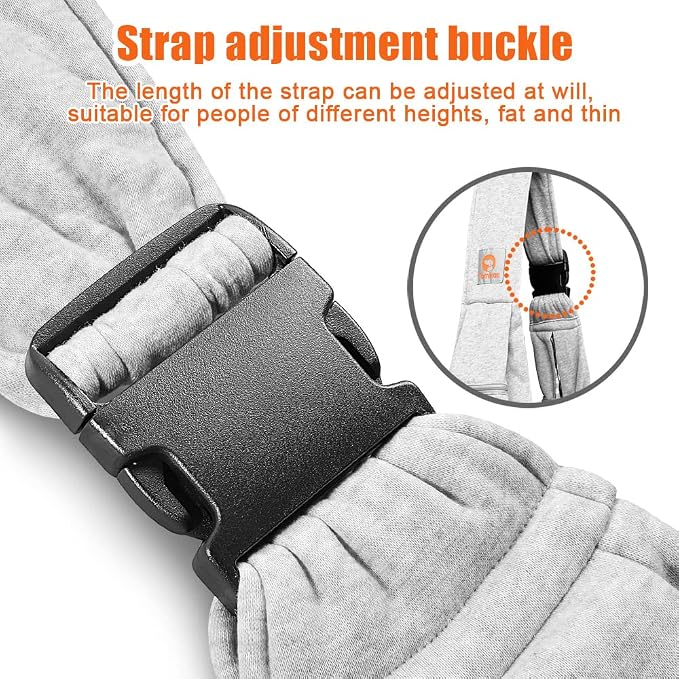Tomkas Small Dog Cat Sling Carrier Puppy Purse Travel Wrap Soft Crossbody Pet Bag (Grey, M - Zip Pocket & Adjust Strap)