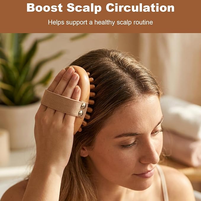 2 Pcs Meridian Massage Brush, Wooden Scalp Massage Tool for Muscle Pain Relief, Lymphatic Drainage, Body Shaping & Cellulite Reduction
