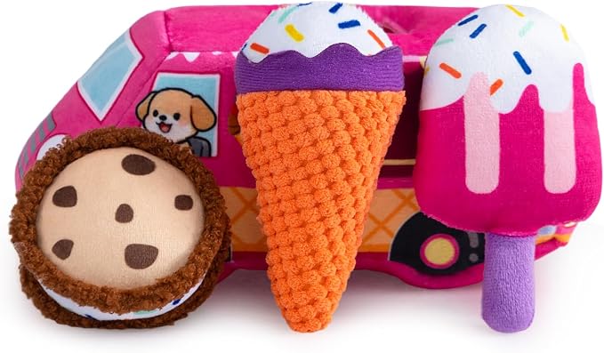Hollypet Squeaky Hide and Seek Dog Toys for Small and Medium, Ice Cream