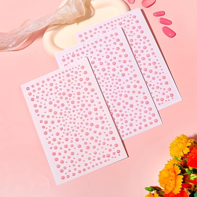 Rhinestone Stickers for Crafts Clear Crystal Tweezers Decals Face Gems Pearls for Makeup Stick on Body 3/4/5/6MM Pink Hair Nails Craft DIY Gems for Nails Makeup Decor 975PCS