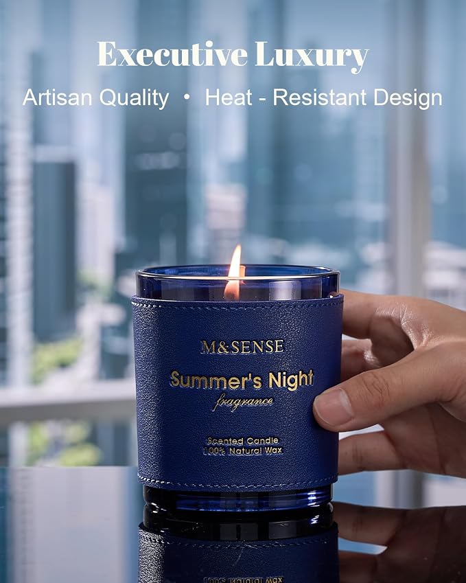 M&SENSE Summer Night Scented Candles | Vegan Soy Wax, No Toxin, 10oz, 42-Hour Slow Burning Time, Air Purifying Aromatherapy