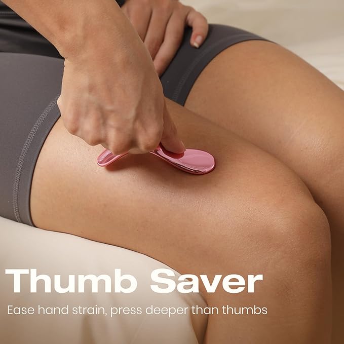 lifechill Trigger Point Massage Tool for Pain Relief Deep Tissue, Gua Sha & Muscle Scraper Tool for Full Body, Thumb Saver Acupressure Tool Relieve Muscle Knots, Christmas Gifts for Women (Pink)