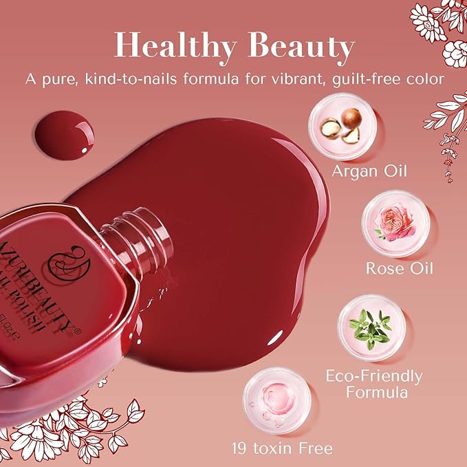 AZUREBEAUTY Jelly Nail Polish 4 Colors Sheer Red Quick Dry Nail Polish Set Natural Brown Purple Nail Polish Kit with Top Coat Transparent Long Lasting Nail Art Gift Women