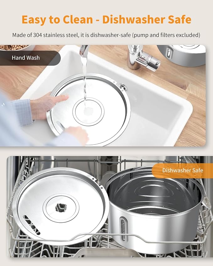 Lawfery Cat Water Fountain Stainless Steel, 108oz/3.2L Pet Fountain | 3 Replacement Filters, Quiet Pump, Cat Drinking Fountain for Indoor Cats and Small Dogs