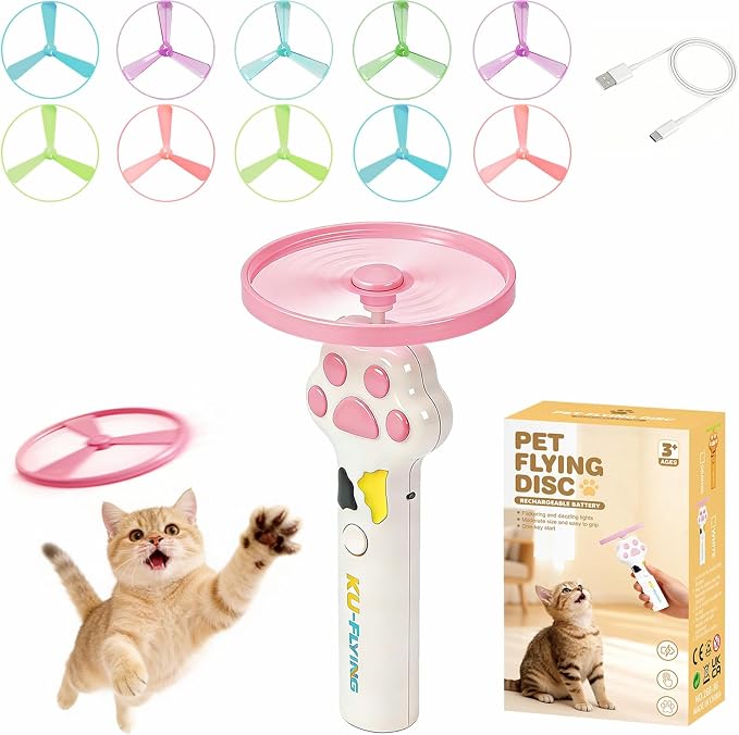 Cat Toy Launcher for Kitten Toys, Cat Toys Interactive, Automatic Cat Toy | Interactive Cat Toys for Indoor Cats, Cat Fetch Toy Launcher with 10 Discs, Cat Toys for Bored Indoor Adult Cats,Best Cat Toy