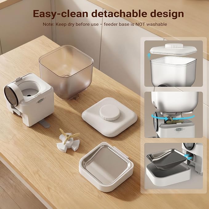 Smart Automatic Cat Feeder 27 Cups App Controlled Dispenser for Busy Owner | anti clog dual power battery backup programmable portion control slow feeder vacation travel automatic cat dog feeder