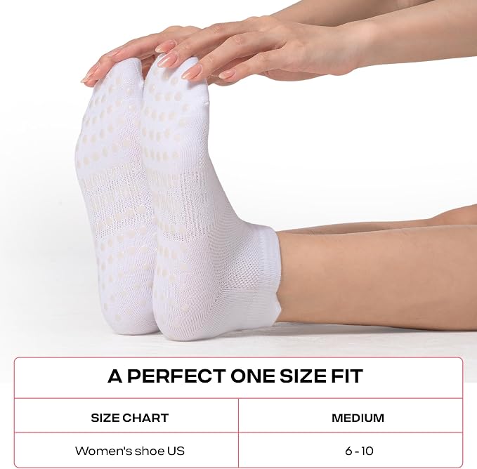 COOLMATE Pilates Socks with Grips for Women, Yoga Socks, Crew Non Slip Women for Barre, Pilates Gifts for Women