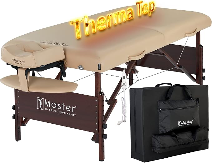 Master Massage 30" Del Ray Therma Top Portable Massage Table Package with Accessories- For Use as a Tattoo Bed, Lash Table