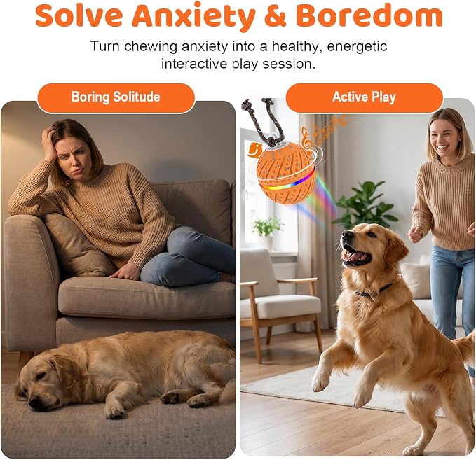 Smart Interactive Dog Toys Ball for Aggressive Chewers Medium Large,E-TPU