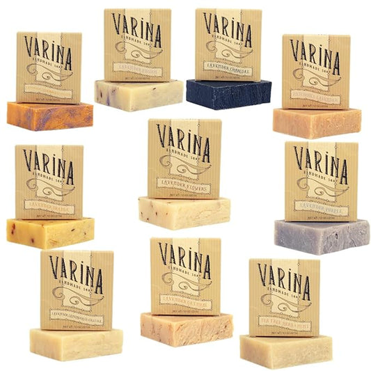Organic Lavender Variety Bar Soap - Gentle Cleansing for Sensitive Skin, Herbal and Mint - 10 Pack