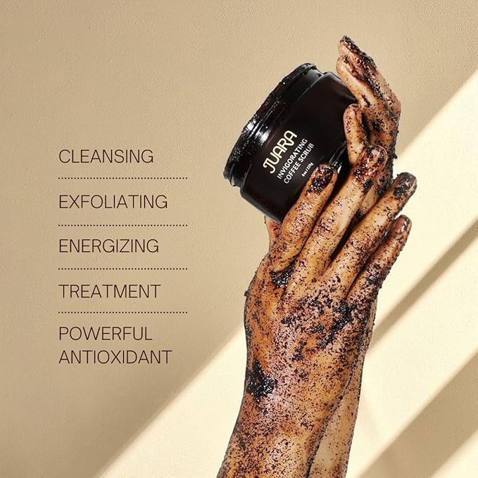 JUARA - Invigorating Coffee Scrub | Smooth Rough Skin | Body Exfoliator | Chocolate, Espresso Scent | Hydrating Polish | Rejuvenating Cleanse | Cruelty Free, Paraben, Sulfate Free, Vegetarian | 8 oz
