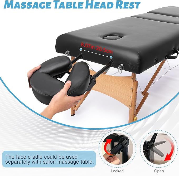 Massage Headrest for Bed, Adjustable Massage Face Cradle at Home, Portable Bed Massage Head Holder, Massage Table Head Rest for Salon Spa, Face Down Pillow After Eye Surgery, Black