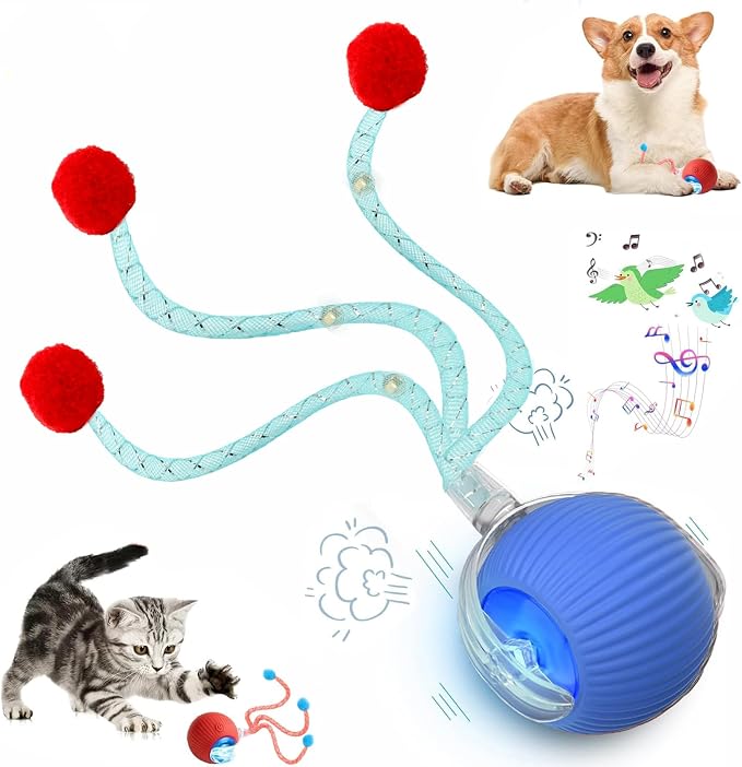 Speed 2.0 Tail Interactive Cat Toys for Indoor Cats, Moving Cat Toy | Chirping & Motion Activate Cat Toy, Smart Kitten Toys Rolling Ball Moving Ball, Electric Dog Cat Ball for Enrichment Exercise
