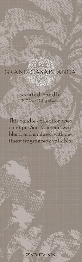 Zodax Grand Casablanca Glass Jar Scented Candle for Home Decor - Single-Wick Candle Ideal for Kitchen and Bathroom - Makes a Great Gift for Women and Men - Casablanca Lily - 8.3 Oz.
