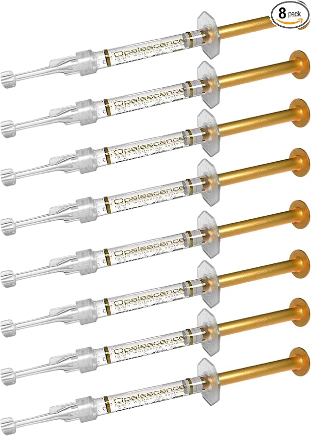 Opalescence 45% Syringes Teeth Whitening Gel - with PF - (8 Syringes) Refill Kit Carbamide Peroxide. Made by Ultradent, in Mint Flavor. Tooth Whitening 5359-4