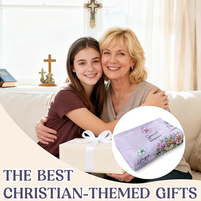 Christian Religious Gifts for Women, Lilac Purple Birthday Gifts for Women | Christmas Baptism Confirmation Spiritual Jesus blanket Gifts for Girls Sister Daughter Girls Mom, Throw Blankets 60''x 50''