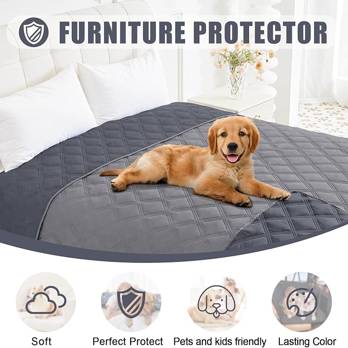 Smiry Waterproof Dog Bed Cover, Reversible Pet Blanket for Sofa Couch | Soft Washable Dog Blanket, Leakproof Couch Cover for Dogs Cats & Furniture Protection, 40x80, Grey/Dark Grey