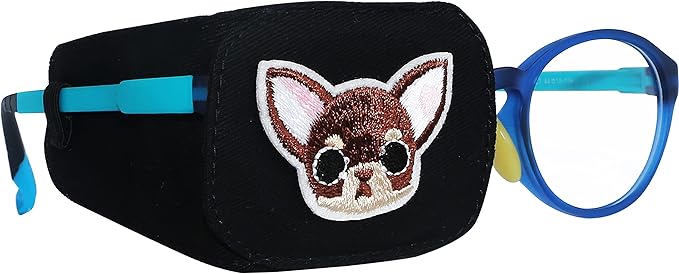 Astropic Cotton & Silk Eye Patch for Kids Glasses (Right Eye, Chihuahua)