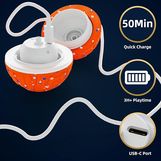 Interactive Dog Ball Toy[Newly Upgraded], 3 Modes, Sound & Vibration, USB-C