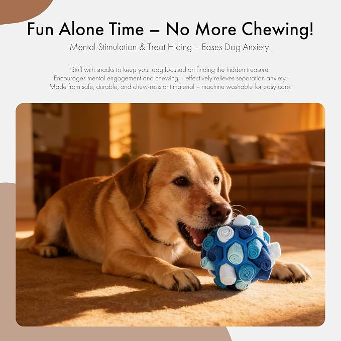 Mira's Pocket Dog Snuffle Ball Toy, Mental Stimulation Chew Toy for Dogs & Cats, 14cm Licking Mat Treat Dispensing Ball with Hollow Design, Slow Feeder for Fast Eaters (Blue)