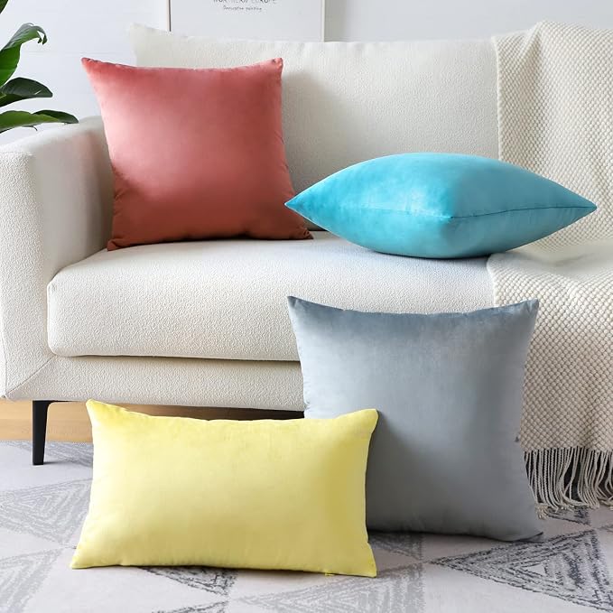 Artscope Luxury Velvet Pillow Covers Super Soft Decorative Square Throw Pillow Covers Case Cushion Covers for Sofa Couch Bedroom Car Decor 24x24 Inch Jam