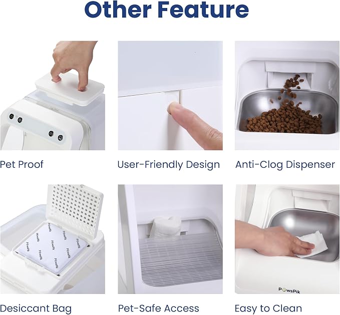 Automatic Microchip RFID Cat Feeder, 16-Cup, White | ISO Microchip & PawsPik RFID Tag Compatible, App Control, Portion Control, Personalize Feeding