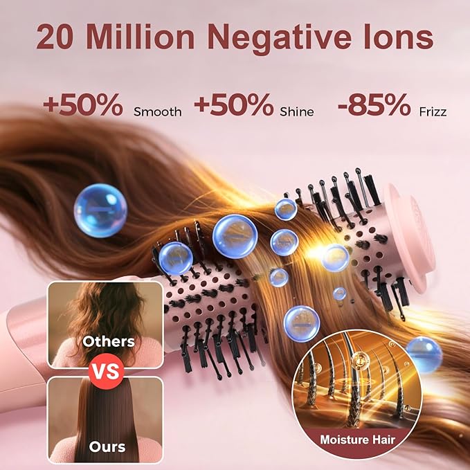 6 in 1 Hair Styler | Air Styling & Drying System | High Speed Blow Dryer Brush | No Heat Damage | Auto-Wrap Curlers, Oval Brush, Round Brush, Comb & Storage Bag
