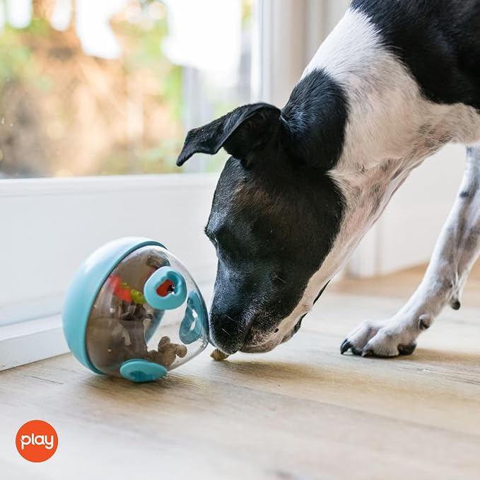 Wobble Ball Interactive Food & Treat Dispensing Puzzle Toy for Puppies & Dogs - Slow Feeder, Mental Enrichment, Forage Skills, Training, Relieves Boredom - Dishwasher Safe, Easy Clean (Sea Foam Blue)