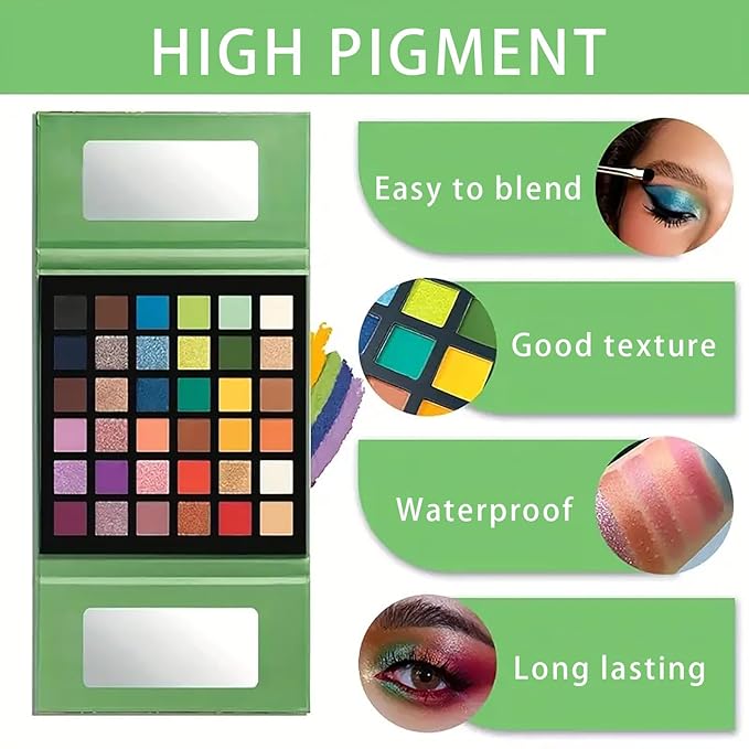 K'APEINE 36 Colors Eyeshadow Palette, Colorful Eyeshadows Palette Neon Shimmer Matte Glitter Eye Shadow High Pigmented Shadow Set Long Lasting Eye Makeup for Women